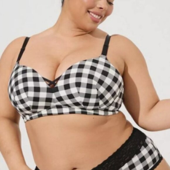 Torrid Cute Retro Gingham Second Skin Lace Trim Cheeky Panty Plus Size 4X - Picture 4 of 7
